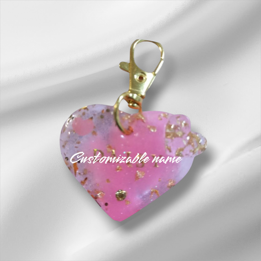 Light pink and white cat ID tag with gold